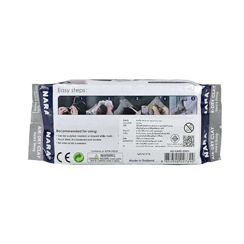 NARA Air-Dry Clay (Hard & Strong), 500g. (1.1 lbs.) Block, for Sculpting and Coating - Easy to Use (Grey) thumbnail 2