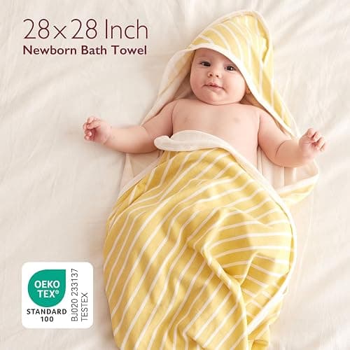 Momcozy Baby Towel with Hooded - Ultra Soft & Absorbent Large Bath Towel Set for Comfort & Gentle on Baby's Skin - Med Thick& Durable -Shower Gift & Bath Essential for Newborn, Infant, Toddler thumbnail 6