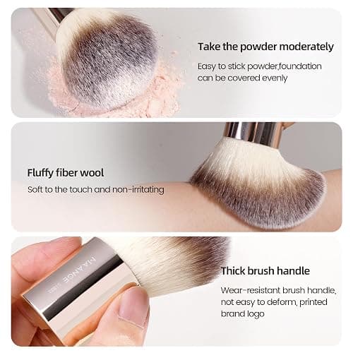 MAANGE 20 PCS Foundation Makeup Brush Set, Double-ended Kabuki Contour Brush for Liquid Powder Concealer Blending Blush Face Makeup Tools (Gold) thumbnail 2