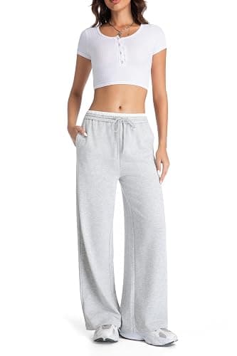 EG CHRIS G Womens Sweatpants Mid Waist Drawstring Baggy Wide Leg Pants Casual Trousers Jogger Pants with Pocket thumbnail 7