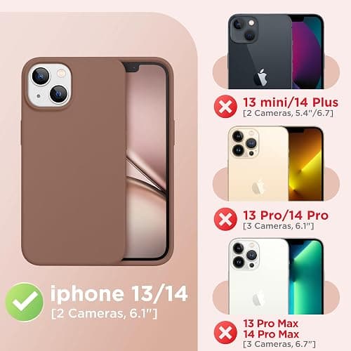 GolbinBox Magnetic for iPhone 13 Case & iPhone 14 Case, Compatible with MagSafe, [Soft Anti-Scratch Microfiber Lining], Slim Liquid Silicone Shockproof Protective Phone Case 6.1 inch, Brown thumbnail 2