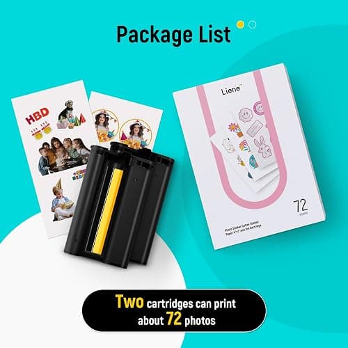 Liene Sticker Paper & Cartridge (Enhanced Adhesion Version) - Includes 2 Ink Cartridge Refills & 72 Sheets of 4x7" Printable Sticker Paper, Dye Sublimation, Compatible Only with Liene PixCut S1 thumbnail 6