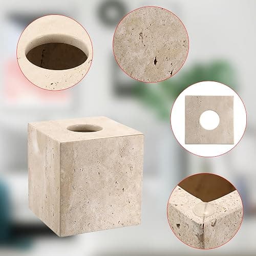SUMNACON Travertin Tissue Box Cover Square,Tissues Cube Boxen für Zuhause, Toilettenpapierhalter Papierhalter Papiertaschentuchbox für Wohnzimmer Esszimmer Büro Hotel Restaurant quadratisch thumbnail 5