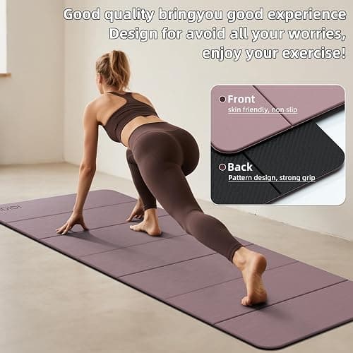 Foldable Yoga Mat Extra Thick 0.32 Inches Eco-Friendly POE Material, Non-Slip Design Fitness Mats, Multi-Purpose Workout Mats For Studio or Home Use (70 x 24 x 0.32 inches） thumbnail 4