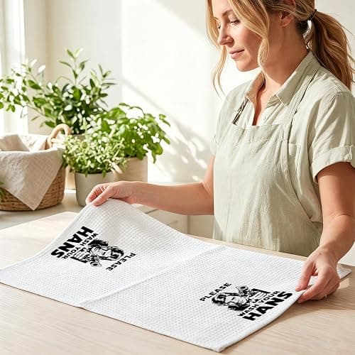 Please Wash Your Hans Kitchen Towels 14x24 Inch, S Wars Dish Towel | Waffle Weave Hand Cloth Tea Towel, Funny Kitchen Accessories, Geek Home Kitchen Bathroom Decor, Housewarming Gifts thumbnail 6