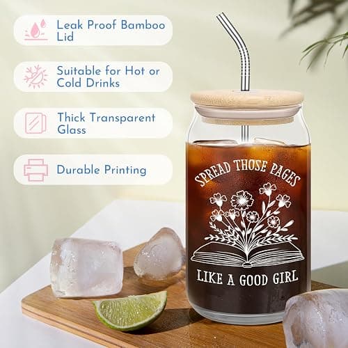 Book Lovers Gifts for Readers: Bookish, Reading & Book-Themed Gifts for Teachers, Librarians & Kids - Mothers Day, Graduation & Birthday Gift - 16oz Glass Cup thumbnail 4