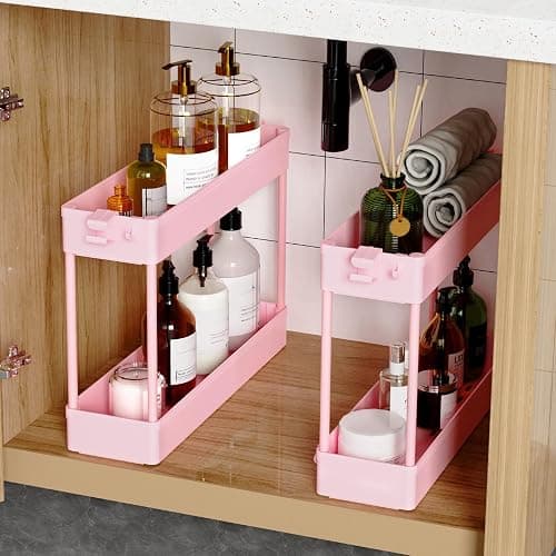 SPACEKEEPER Slim Rolling Storage Cart, 4 Tier Bathroom Cart Organizer, Pink | Narrow Rolling Cart with Wheels for Kitchen Office Bathroom Laundry Room,Mobile Utility Cart for Craft Art Makeup Nail Polish thumbnail 5