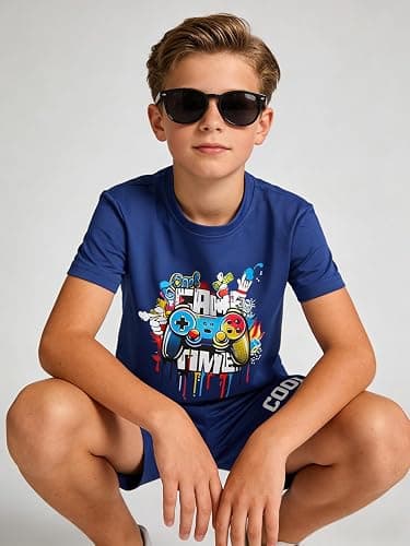 Cakaner Tween Boys Summer Clothes 2 Piece Short Sleeve Graphic T-Shirt and Shorts Casual Outfit Set Size 7-14 thumbnail 4