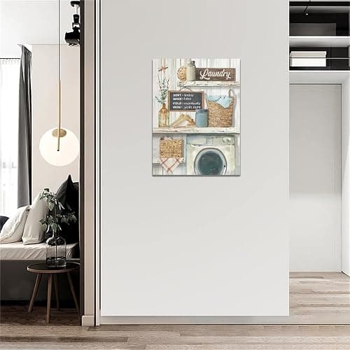 Tijuboni Farmhouse Wall Art Laundry Schedule Funny Rules Decor Country Laundry Room Sign Pictures Painting Print Framed Artwork for Bathroom Decor 12x16 thumbnail 4