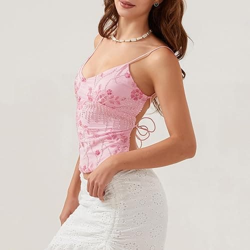 Amiblvowa Women's V Neck Sequin Cami Top thumbnail 4