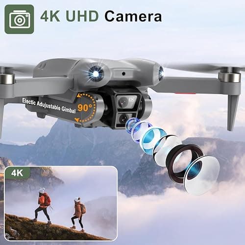 ASFSFQ PRO Drone with Camera for Adults 4K, Brushless Motors Drone for Kids Beginners, 40mins Flight Time with 2 Batteries, FPV Foldable RC Quadcopter, Toys Gifts for Teen Boys Girls, Beginner（Grey） thumbnail 2