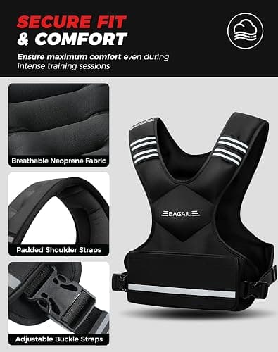 BAGAIL Adjustable Weighted Vest for Women & Men, 4-10lb/12-18lb/20-32lb Weight Vest for Home Workouts with 6 Ironsand Weights, Reflective Rucking Vest for Walking, Running, HIIT & Strength Training thumbnail 3
