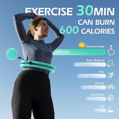 JLoibao Weighted Hula Circle with 26/32 Links(56-66 Inch) for Adults Weight Loss, Infinity Fitness Hoop Plus Size, for Women Smart Exercise Equipment thumbnail 6