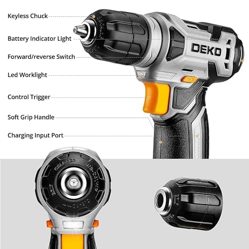 DEKOPRO Tool Set：Tool Kit with 8V Cordless Drill,Tool Box with Drill,Hand Drill Set for Men & Women,Home Tool Kits for House Repair,Handyman,DIY 126 Piece thumbnail 4