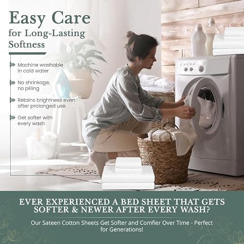 Feather & Stitch 300TC Queen Size 100% Cotton Sateen Weave Printed Sheet Set, Cooling & Breathable Bed Sheets Set, 4 Piece 16" Elastic Deep Pockets, Soft Hotel Quality- Queen, Grey Floral thumbnail 9