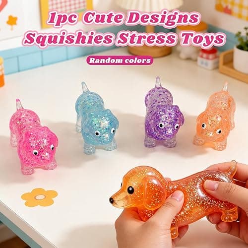 4PCS Dachshund Squishies, Squishies Slow Rising, Squeeze Toys Stress Relief | Glitter Dog Squishies Sensory Toys with Autism, Ideal for Birthday Gifts, Party Favors thumbnail 6