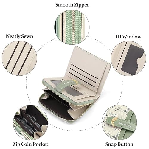 GAEKEAO Small Wallets Woman RFID Blocking Vegan Leather Bifold Floral Ladies Purse Card Holder with Zipper Pocket ID Window thumbnail 6