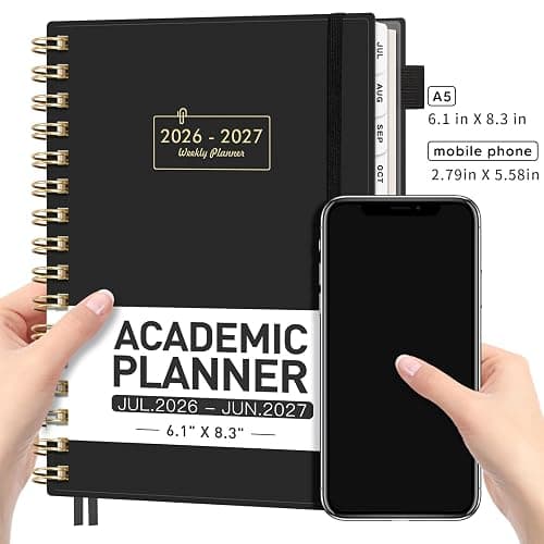 AHGXG Academic Planner 2026-2027, July 2026 - June 2027, Weekly and Monthly, 5.7" x 8.3", for Women, Teacher, Student, School, 12-Month Tabs, Flexible Plastic Cover (Black) thumbnail 8