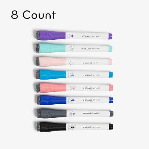 U Brands Fine Tip Dry Erase Markers with Eraser, Low Odor Whiteboard Markers Fine Tip, Assorted Bright Colors, Set of 8 thumbnail 3