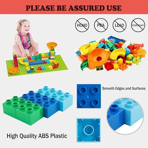 Anpcso Marble Run Building Blocks for Kids Age 3-8, 128 Pcs STEM Building Bricks Set with Toss Ring Game, Educational Learning Toys for Toddlers Boys Girls Gifts- Compatible with All Major Brands thumbnail 7