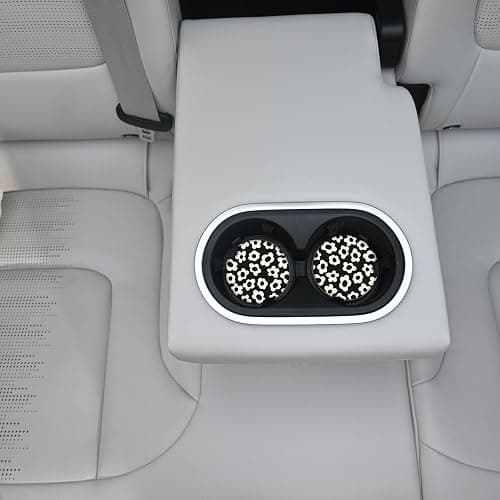 Adastrah Absorbent Car Coasters 2 Pack for Cup Holders, 2.56" Ceramic Stone & Non-Scratch Cork Base Drink Coasters(White Flower) thumbnail 5