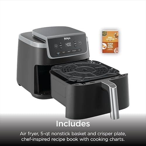 Ninja Air Fryer | 5 QT Capacity fit up to 4lbs of Fries | 5-in-1 Air Fry, Bake, Roast, Reheat, & Dehydrate | 400°F | Air Crisp Technology | 1750 Watts | Nonstick Basket & Crisper Plate | Grey | AF142 thumbnail 10