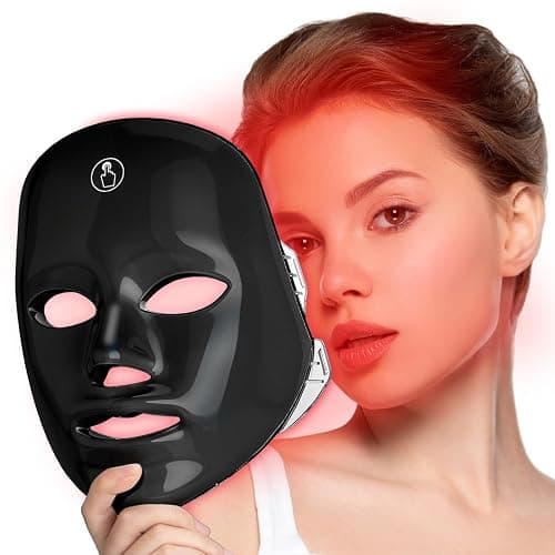 SUERBEATY Red Light Mask For Face, 7-1 Colors Red Light Face Mask | Facial Skincare At Home, Cordless, Portable and Rechargeable,Black - Image 1