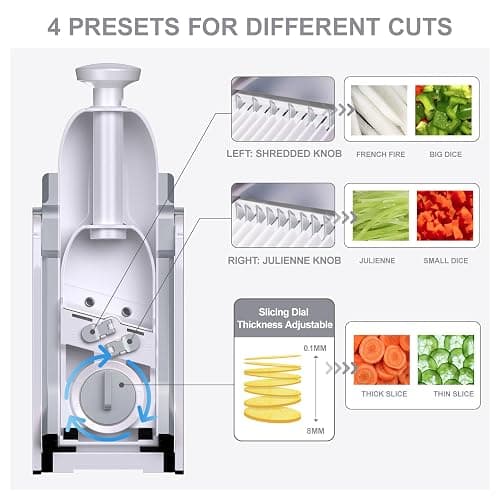 SupMaKin Mandolina di verdure, Spessore regolabile Patate Affettatrice Cipolla Chopper Kitchen Chopping Artifact Multifunzionale Cutte thumbnail 4