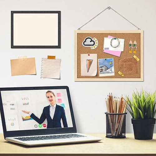 Cork Board,FEBSNOW Cork Board Bulletin Board,14.6 X 11 inches Vision Board,Bulletin Board for Office,Wall Mounted Pin Board for Office Home and School,14.6x11Inches thumbnail 2