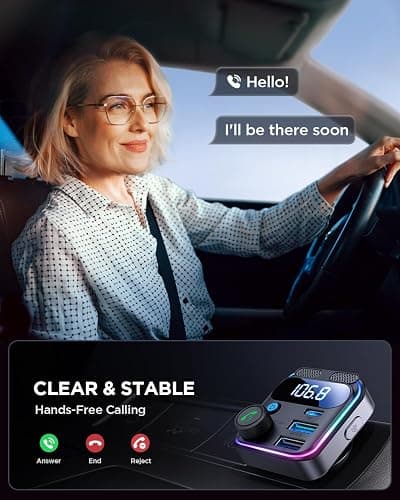 JOYROOM Bluetooth 5.4 FM Transmitter Car Adapter 81W (PD 45W & 36W) [Dual Mics] [Light Switch] [HiFi Bass Sound] [Fast Charging] Wireless Music Adapter Hands-Free Calling LED Display Support USB Drive thumbnail 5
