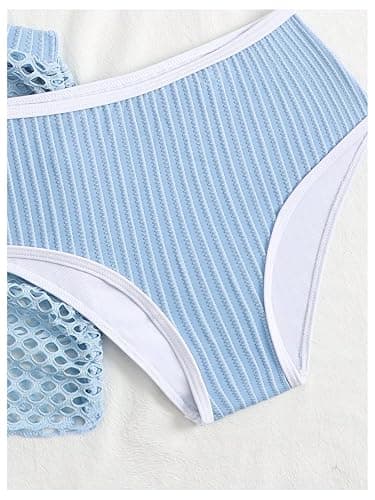 SHENHE Girl's 3 Piece Swimsuits Color Block Adjustable Strap Bikini Bathing Suit with Skirt Cover Up thumbnail 5