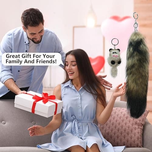 Beviliu Fox Tail Fur Keychain Cosplay Toy Party Costume Furry Wolf Tails Christmas Gift Handbag Accessory Key Chain Ring Hook thumbnail 5