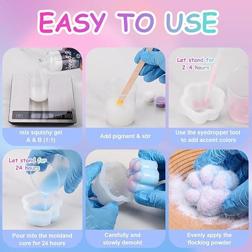 Ktdorns Fun 18oz Taba Squishy Kit with Mold & Flocking Powder - DIY Stress Relief Toy for Taba Squishy Paw and Sticky Lovers thumbnail 3