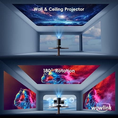 [Apps intégrées & 2026 Upgraded] Vidéoprojecteur avec WiFi 6 et Bluetooth 5.4 Mini Projecteur Supporte 4K 1080P Auto Keystone Rotation 180° Compatibile avec HDMI/TV Stick/Memory Stick/Laptop, Noir thumbnail 5