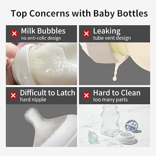 Thyseed Glass Natural Anti-Colic Baby Bottles | Newborn Breast Like Nursing Bottle for Breastfed Babies with Nipple(0-1 Months),5oz,1pack thumbnail 3
