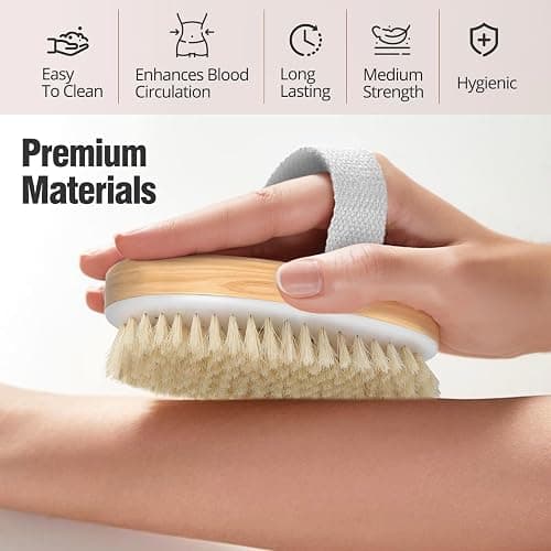 2 Pack Dry Brushing Body Brush, Natural and Soft Bristle Shower Brush for Body Cleaning, Exfoliating Bath Brush for Lymphatic Drainage Improve Circulation, Body Exfoliator Scrubber for Women Men thumbnail 3