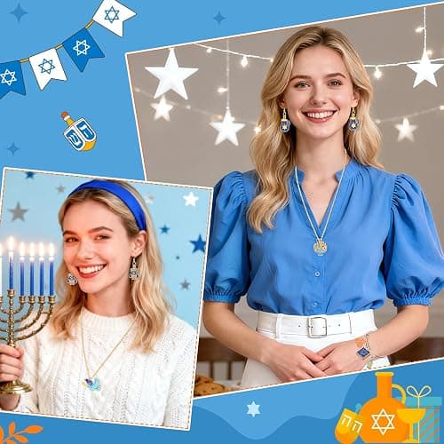 MARFOREVER 40 Pcs/20 Pairs Hanukkah Charms for Jewelry Making, Chanukah Blue White Enamel Charm Star of David Bangle Pendants for Bracelet Necklace Earrings Making Hanukkah Gift Decoration Accessories thumbnail 5
