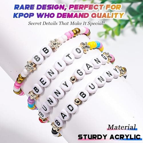 AICase for Bad Bunny Concert Inspired Merch Bracelets 4 Pcs Stackable Stretch Friendship Beaded Singer Bracelets for Bad-Bunny Merchandise Jewelry Music Lovers Birthday Gifts for Fans thumbnail 7