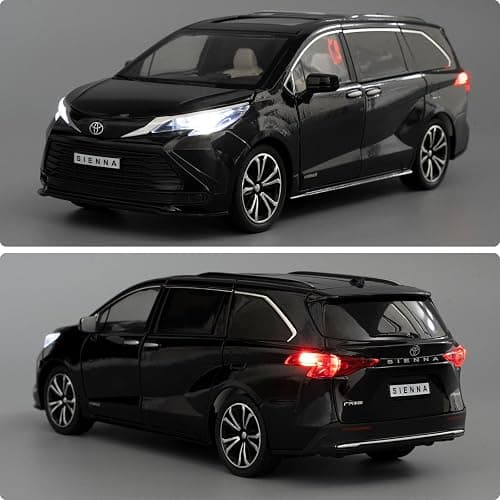 BDTCTK 1:24 Compatible for Sienna Car Model, Pull Back Diecast Toy Car with Sounds＆Lights for Kids Boys Girls and Adults, Gift Black. thumbnail 5