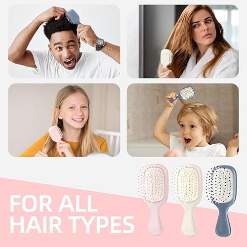 Jurrissa Mini Hair Bursh for Women Men and Kids, Protable Travel Size Hair Brush for Pockets Purses, Mini Detangler Brush for All Hair Types, Small Paddle Brush for Detangling (Pink) thumbnail 7