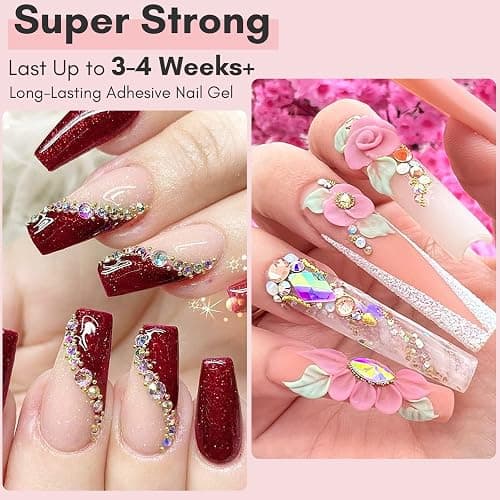 Makartt Nail Art Rhinestone Glue 30g, 3D Nail Gel Sculpting Gel, Super Adhesive Nail Charms Nail Gems, Nail Art Glue for Rhinestones Crystal Stones Jewels Diamonds, Nail Lamp Required thumbnail 7