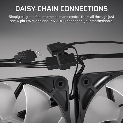 CORSAIR RS120 ARGB 120mm PWM Fans – Daisy-Chain Connection – Low-Noise – Magnetic Dome Bearing – Triple Pack – White thumbnail 6