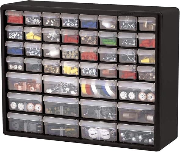 Akro-Mils 44-Drawer Plastic Drawer Storage Cabinet for Garage Organization, Bead Organizer, Building Bricks Storage, Teacher Toolbox, Makeup Organizer, 20" W x 6" D x 16" H, 10144 Black thumbnail 9