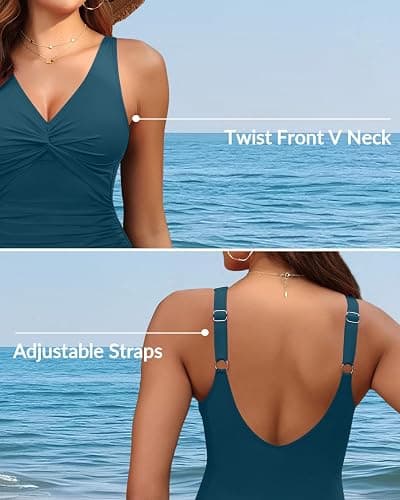 Holipick Women Tummy Control One Piece Swimsuit - Push Up Bathing Suit Full Coverage Slimming Swimwear thumbnail 4