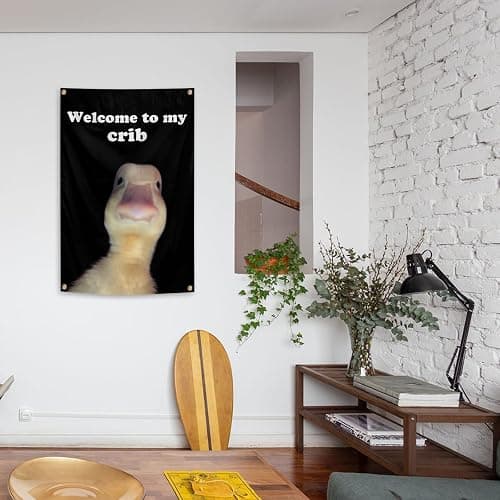 Welcome to My Crib Flag 2x3 Feet Funny Duck Flag Indoor and Outdoor Decorations with Brass Grommets for Home Decor, University Dormitory, Party Events, Bedhead Background, Gifts thumbnail 4