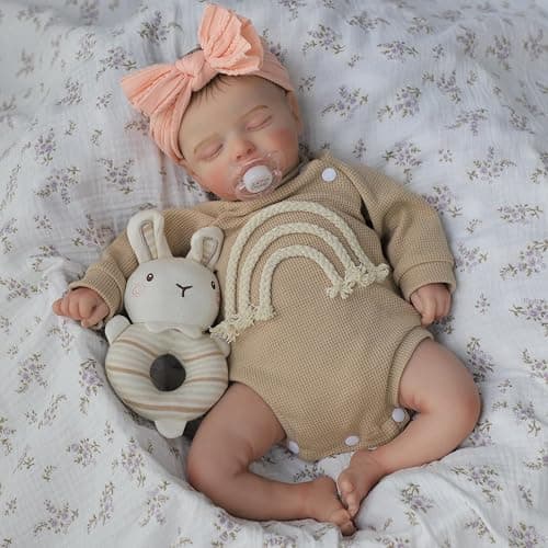 Lifelike Reborn Baby Dolls-20 inch Sleeping Realistic Newborn Baby Dolls, Soft Cloth Body with Feeding Toy for Kids Age 3 + thumbnail 2