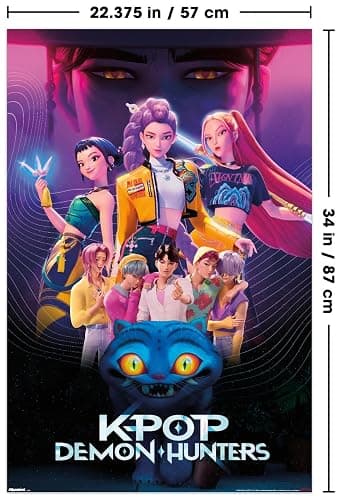 Netflix KPop Demon Hunters (2025) - Group Wall Poster, 34L" x 22.4W", Unframed Version thumbnail 3