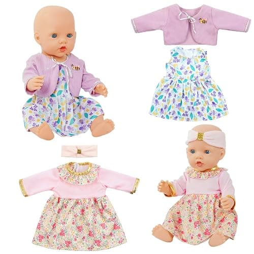 Aolso Baby Doll Clothes for 14-18 Inch/35-45 cm Dolls, 4-packs New Doll Clothes Outfits for Girls Birthday thumbnail 8