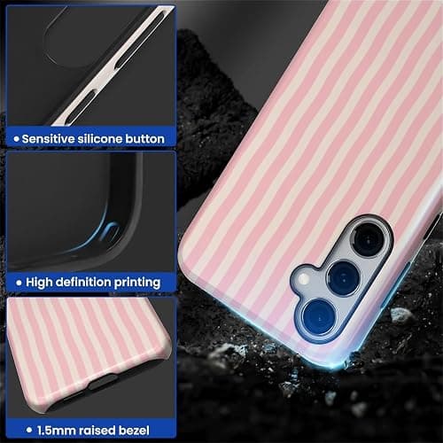 ilikediy for Samsung Galaxy S24 Plus Case,HL2 Pink Stripes Hybrid 2 Layer Hard Shell Silicone Protective Pattern Design Case thumbnail 3