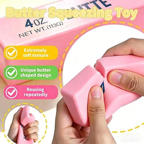 2026 Upgraded Slow Rebound Butters Squeeze Stress Balls, Soft Butters Stick Squishies Toy, Slow Rising Sensory Fidget Toy for Stress Relief & Calming（Pink） thumbnail 5